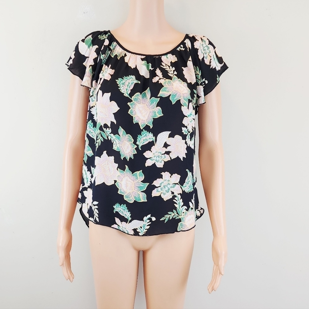 Philosophy Short Sleeve Multi Floral Blouse